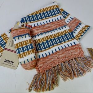 Duluth Trading Company Fair Isle Knit Scarf & Fleece Lined Insulated Mittens NWT
